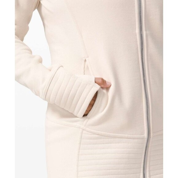 Lululemon Women High-Neck Zip-Up Radiant Jacket Side Pockets Long Sleeve Cream 6 - Picture 3 of 16